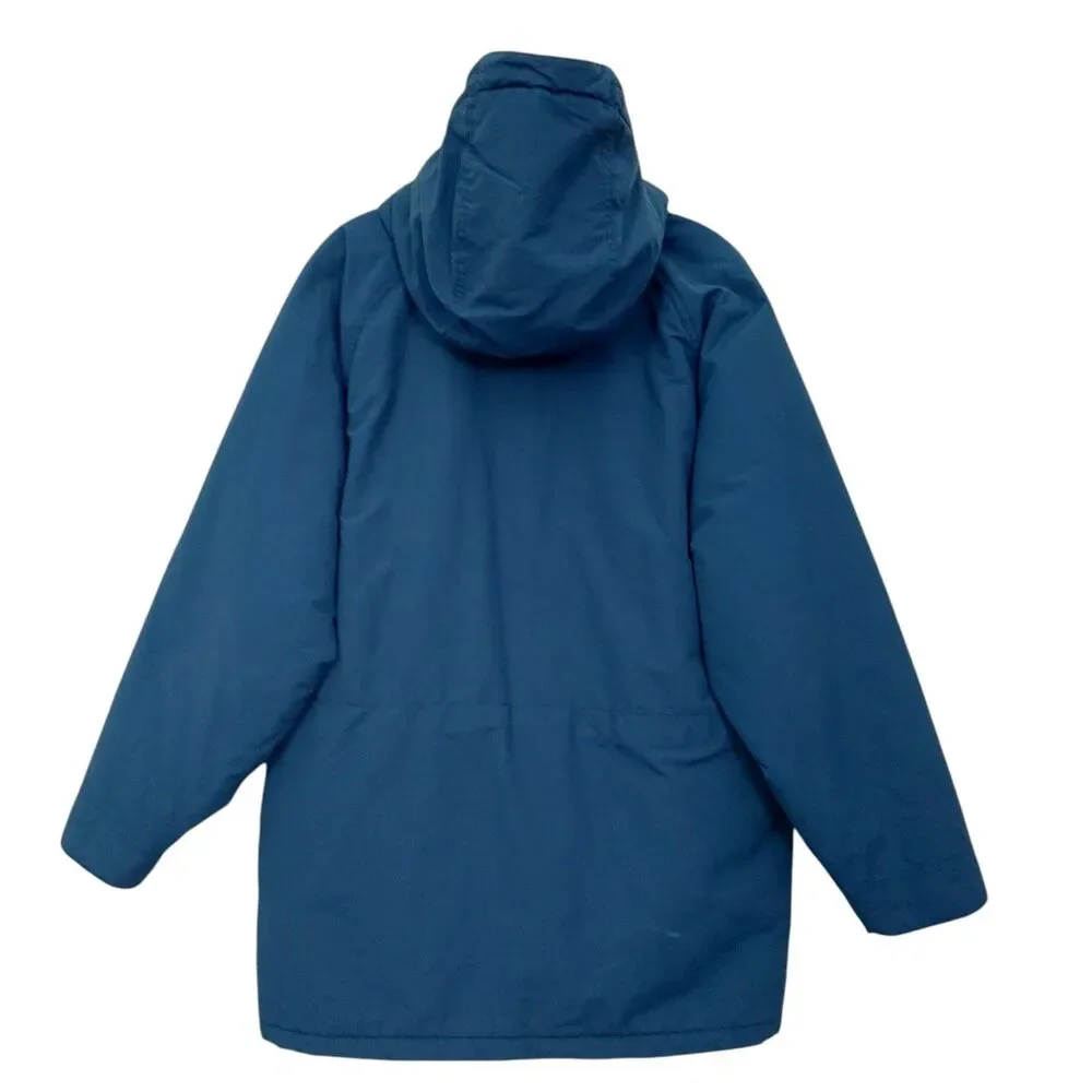 Vintage Woolrich Jacket Large Blue Hooded Full Zip Snap Insulated Nylon Outdoor
